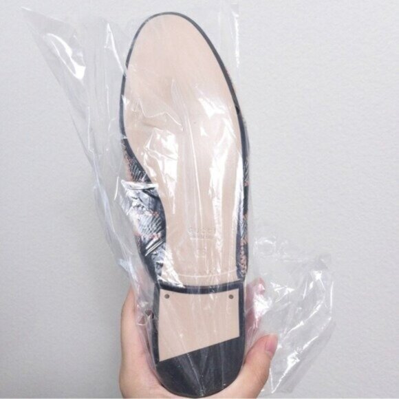 NIB Gucci Princetown Bit Logo Loafer 36 Fancy Tweed Damier Black Pink Mule Slide - Picture 14 of 14